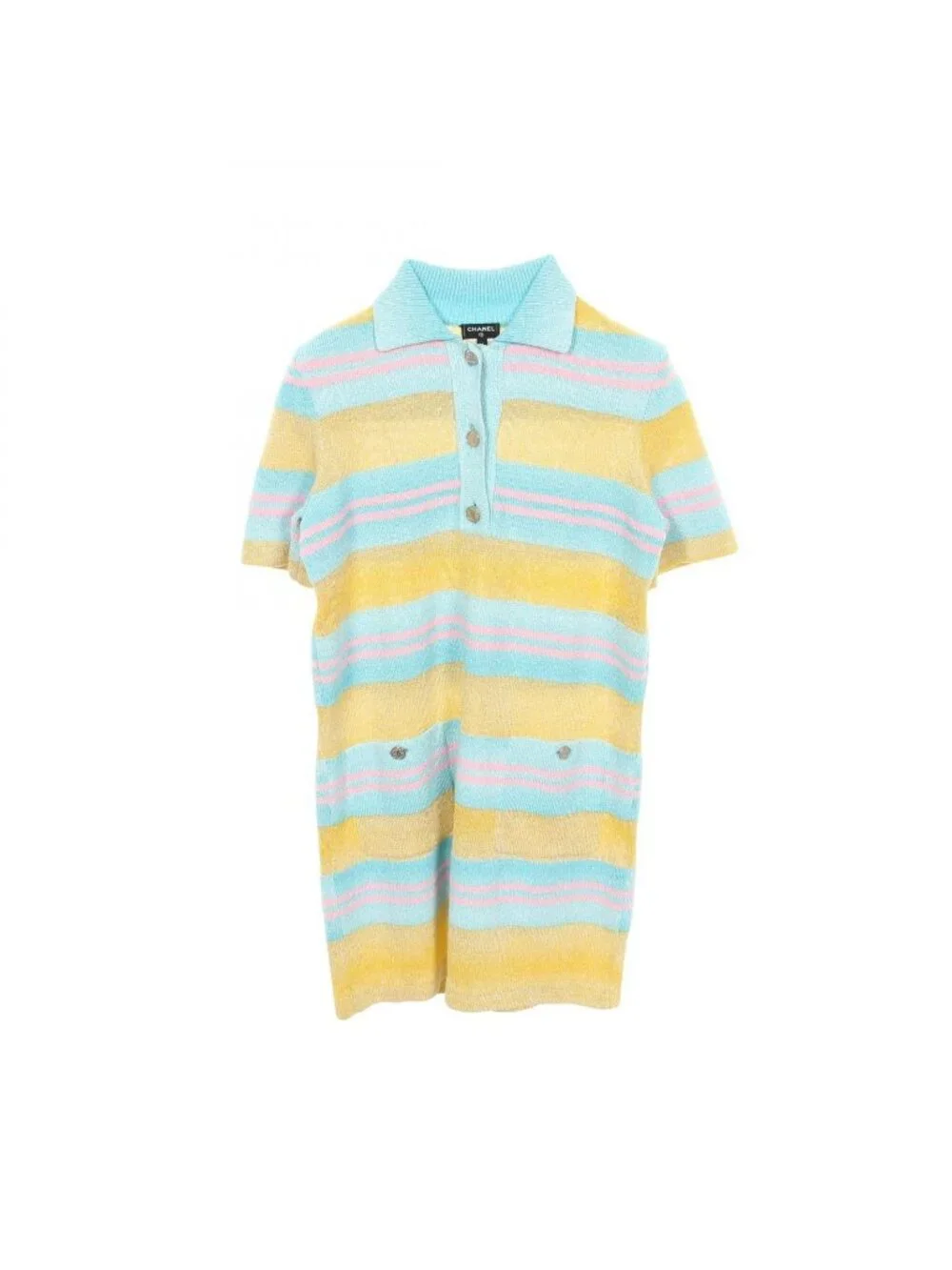 Chanel Dress CC Logo Border Cotton Fabric